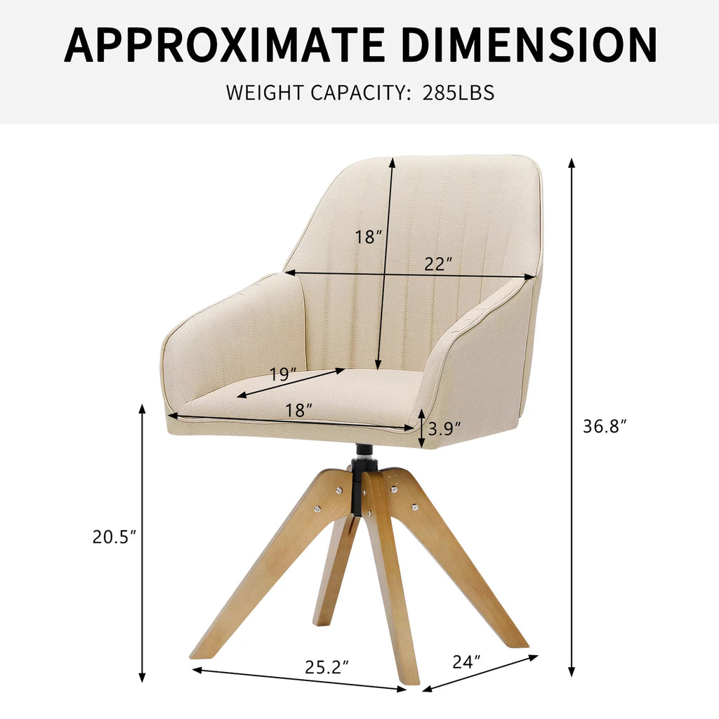 Beige Faux Linen Swivel Accent Chair F99263