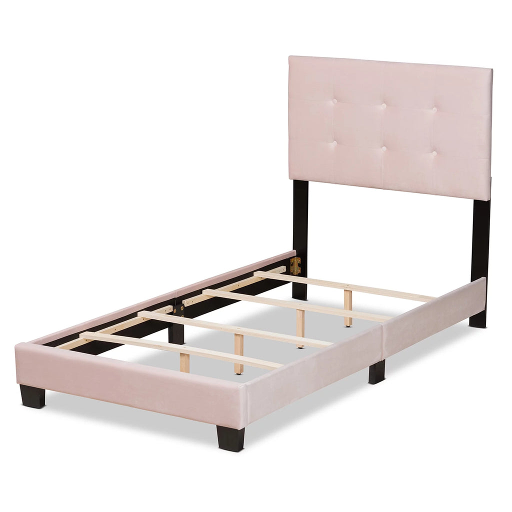 Light Pink Velvet Tufted Panel Bed R33806