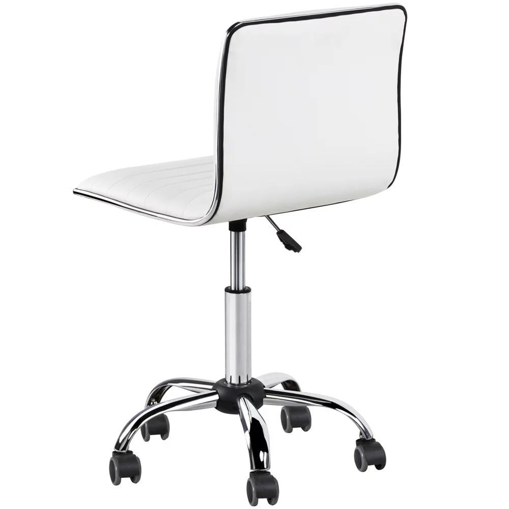 White Adjustable PU Leather Office Chair with Wheels B33842
