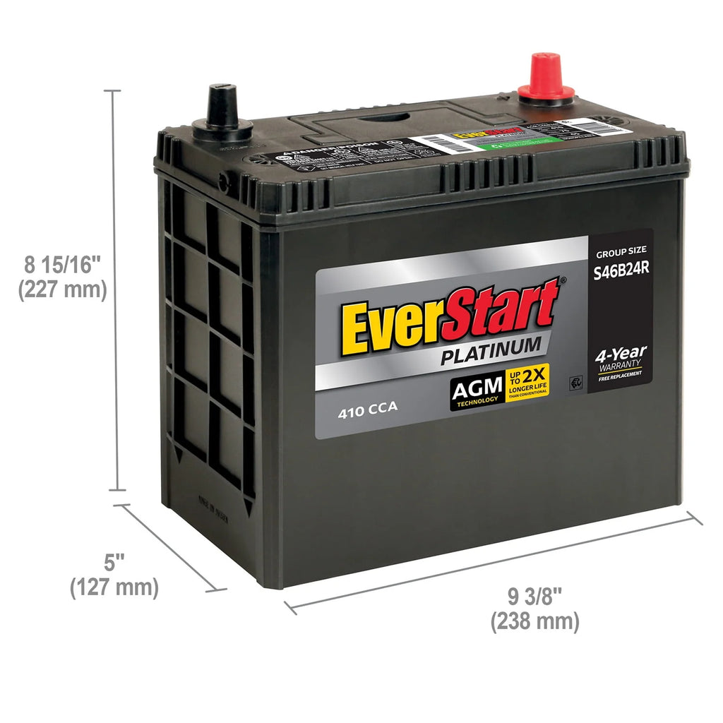 AGM Automotive Battery Group Size S46B24R 12 Volt 410 CCA X975626