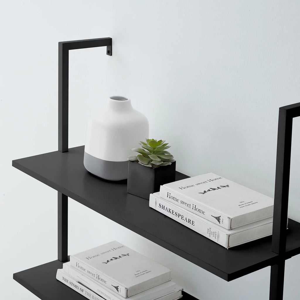 White 6-shelf Wood Wall-Mounted Bookshelf R295