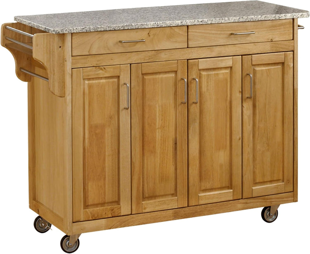 Natural Finish 4 Door Kitchen Cart with Cherry Top R64808
