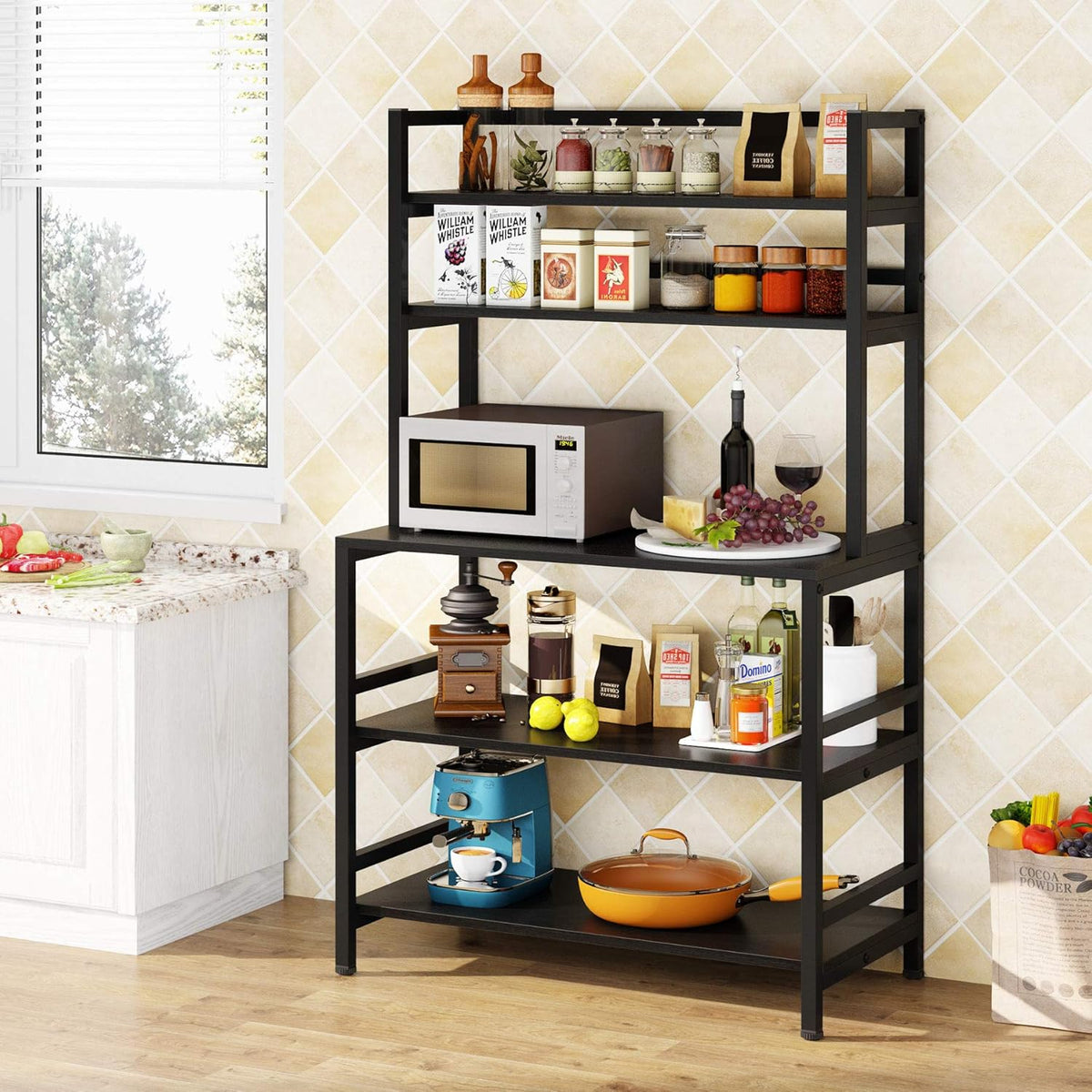White 5-Tier Kitchen Bakers Rack with Storage W55935