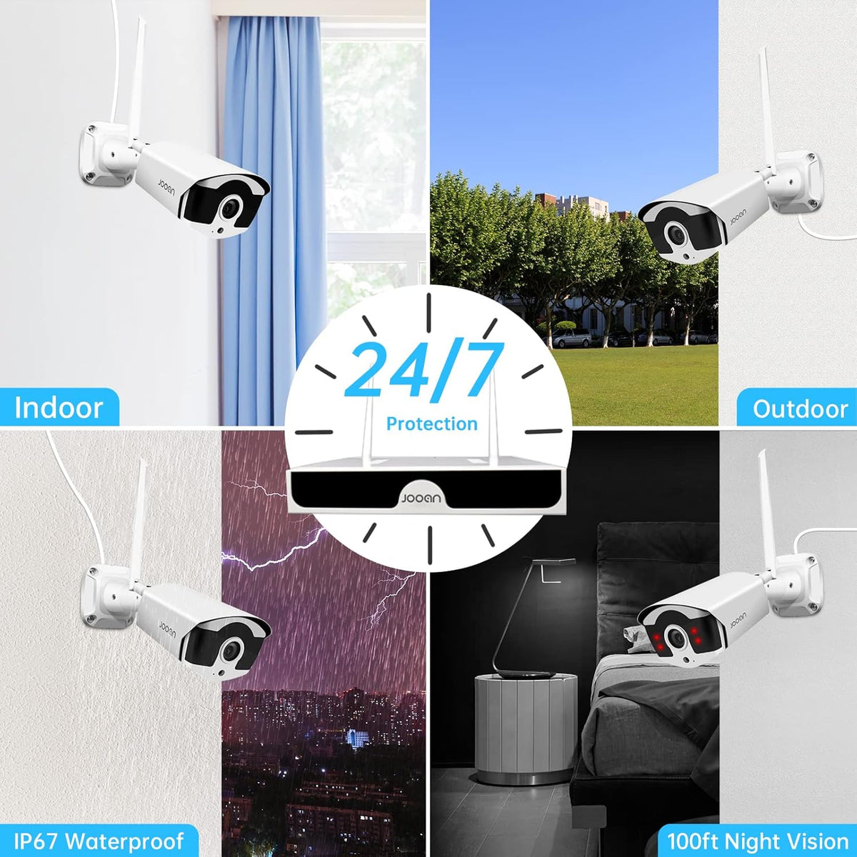 Wireless Security Camera System, 8 Channel 3MP NVR with 1TB Hard Drive, 4pcs 3.0 Megapixel WiFi IP Cameras Outdoor L18472