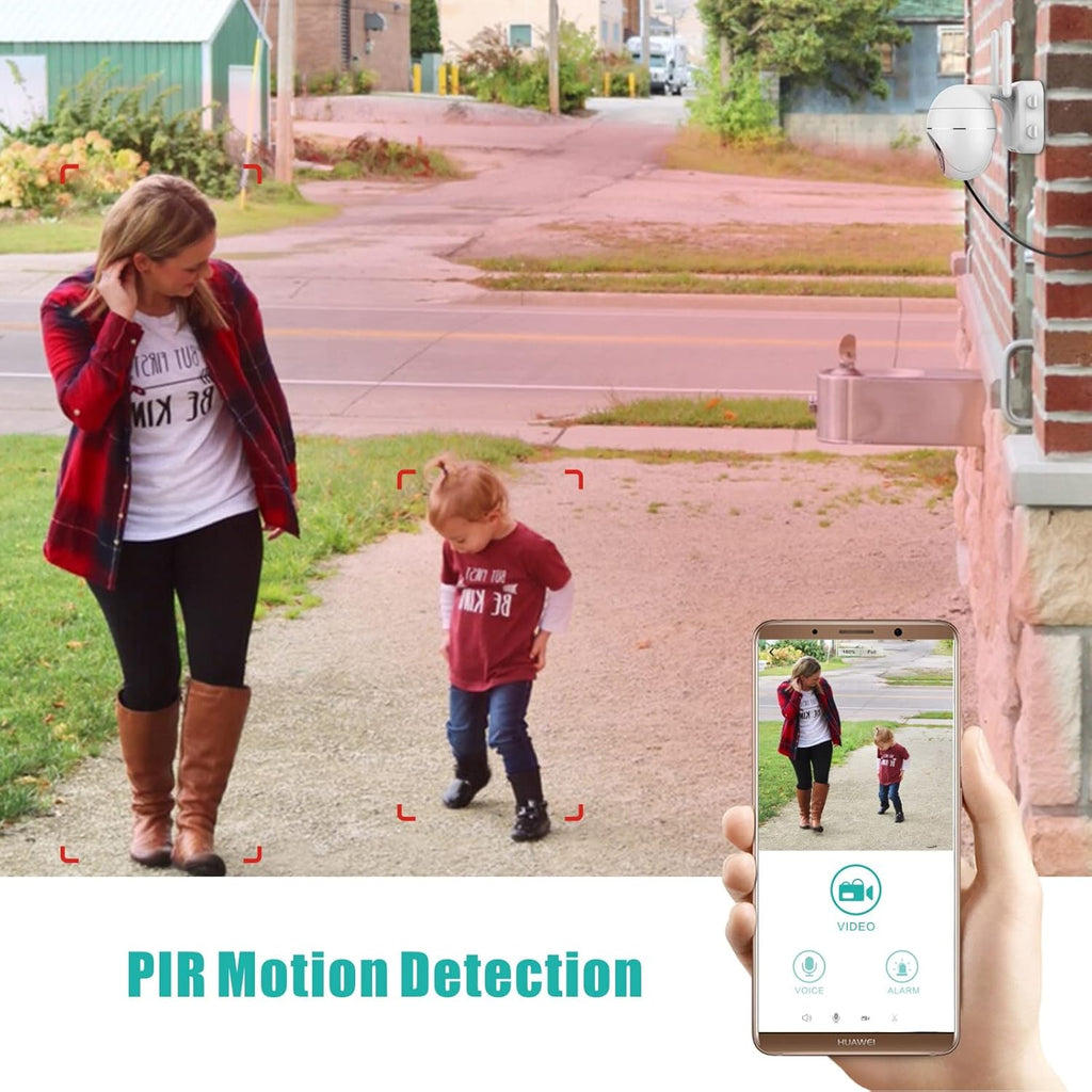 Outdoor Wireless Solar Security Camera, 15000mAh Battery Powered 360° WiFi PTZ Camera with Motion Detection, 2 Way Audio, Night Vision, IP65 Waterproof, SD /Cloud Storage C6555