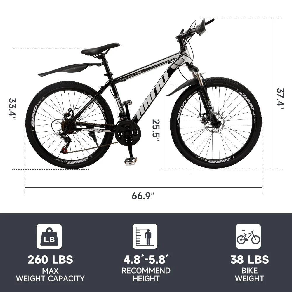 Full Suspension 21 Speed 26 Inch Dual Disc Brake Mountain Bike Z601