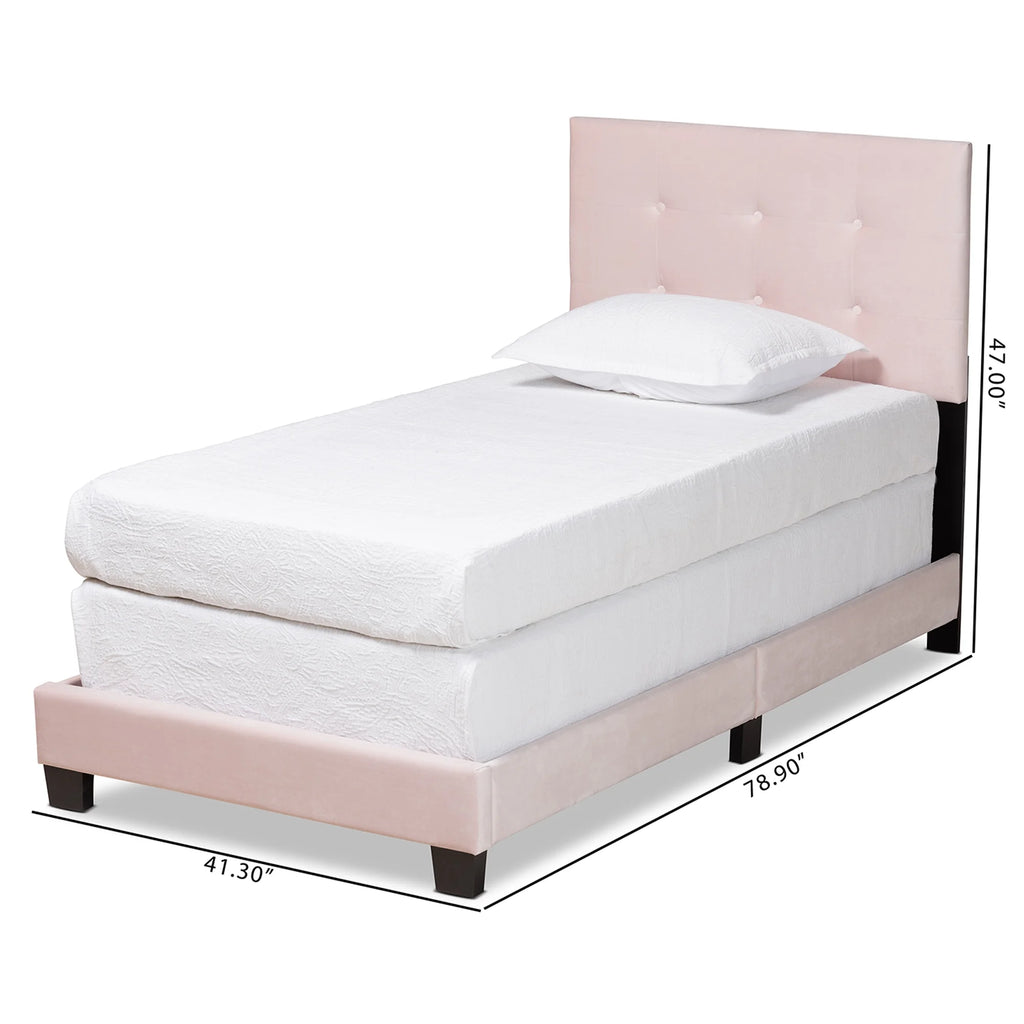 Light Pink Velvet Tufted Panel Bed R33806