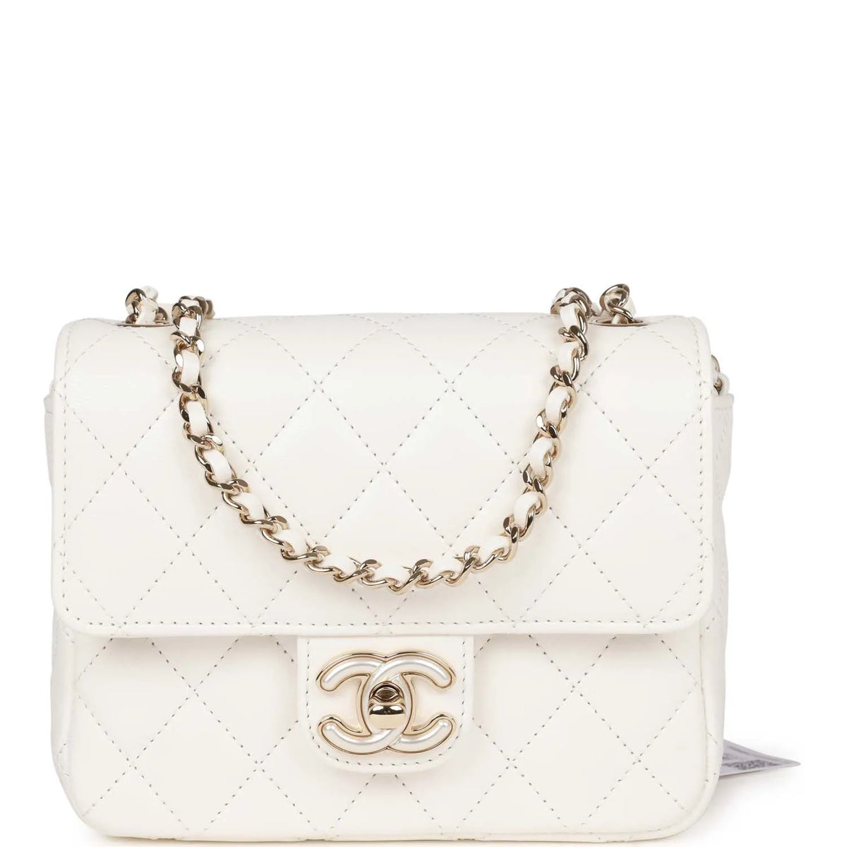 White Lambskin Mini Square Flap Bag W610036