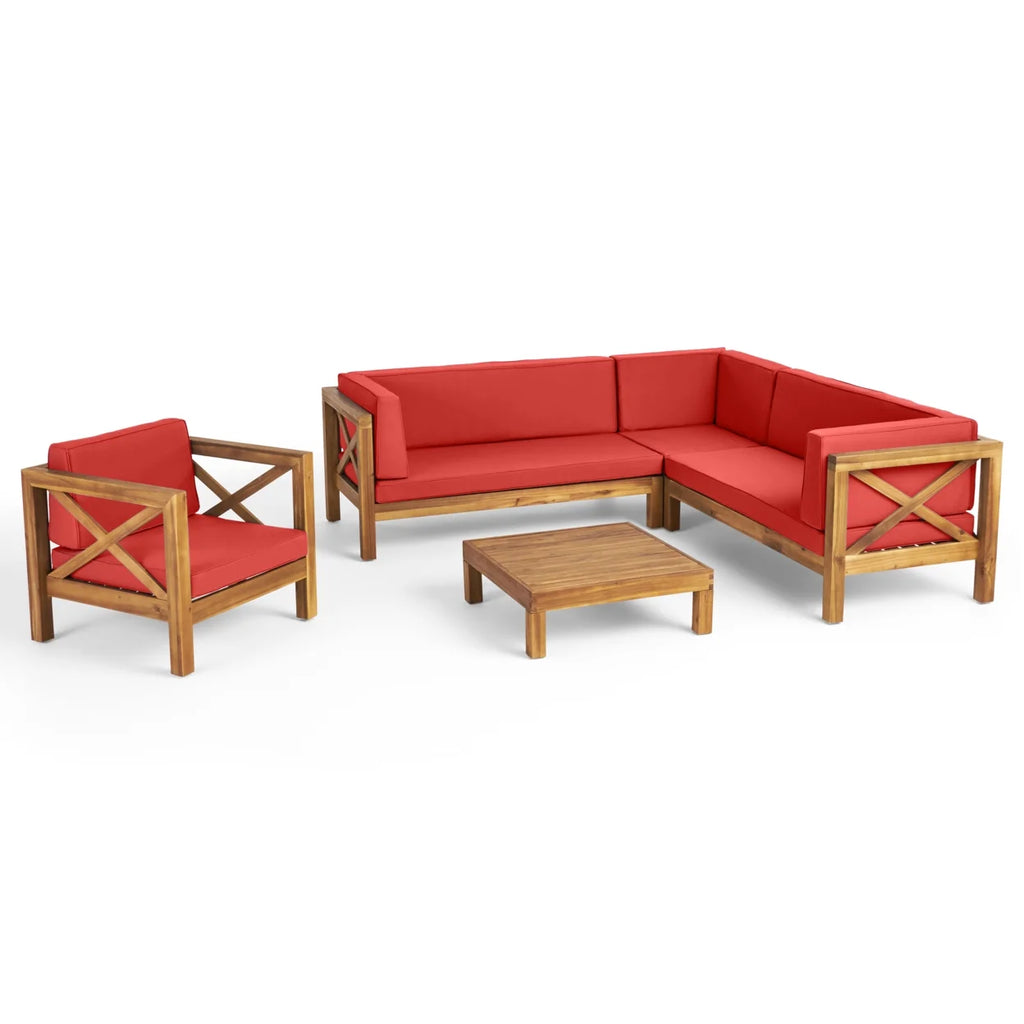 6 Seater Acacia Wood Sectional Sofa Set M7075