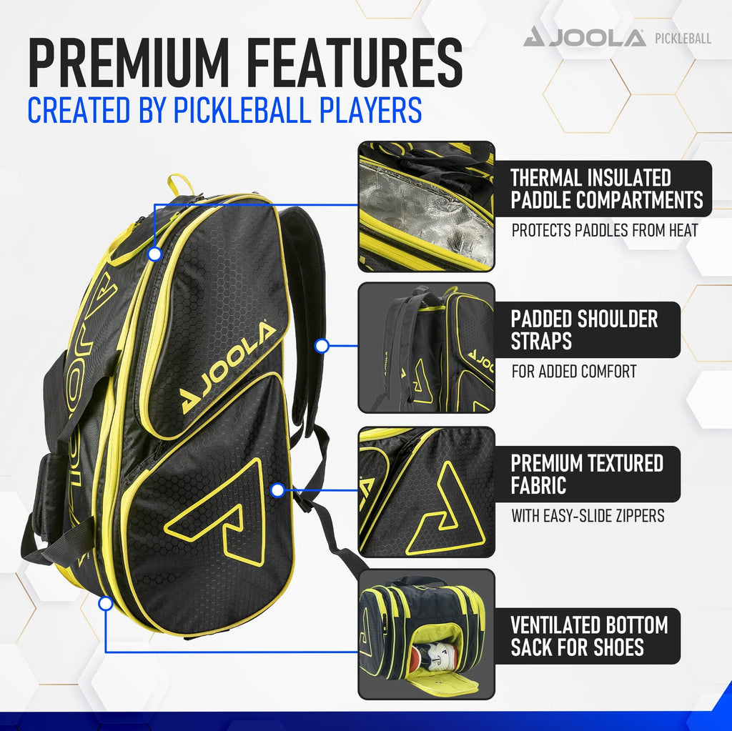 Black/Yellow Pickleball Bag Backpack X475