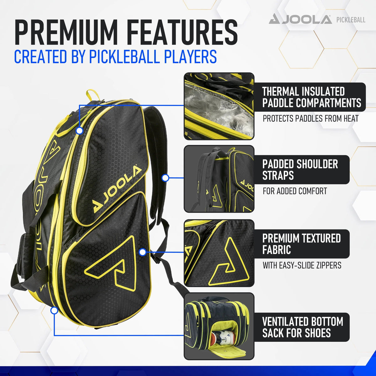 Black/Yellow Pickleball Bag Backpack X475
