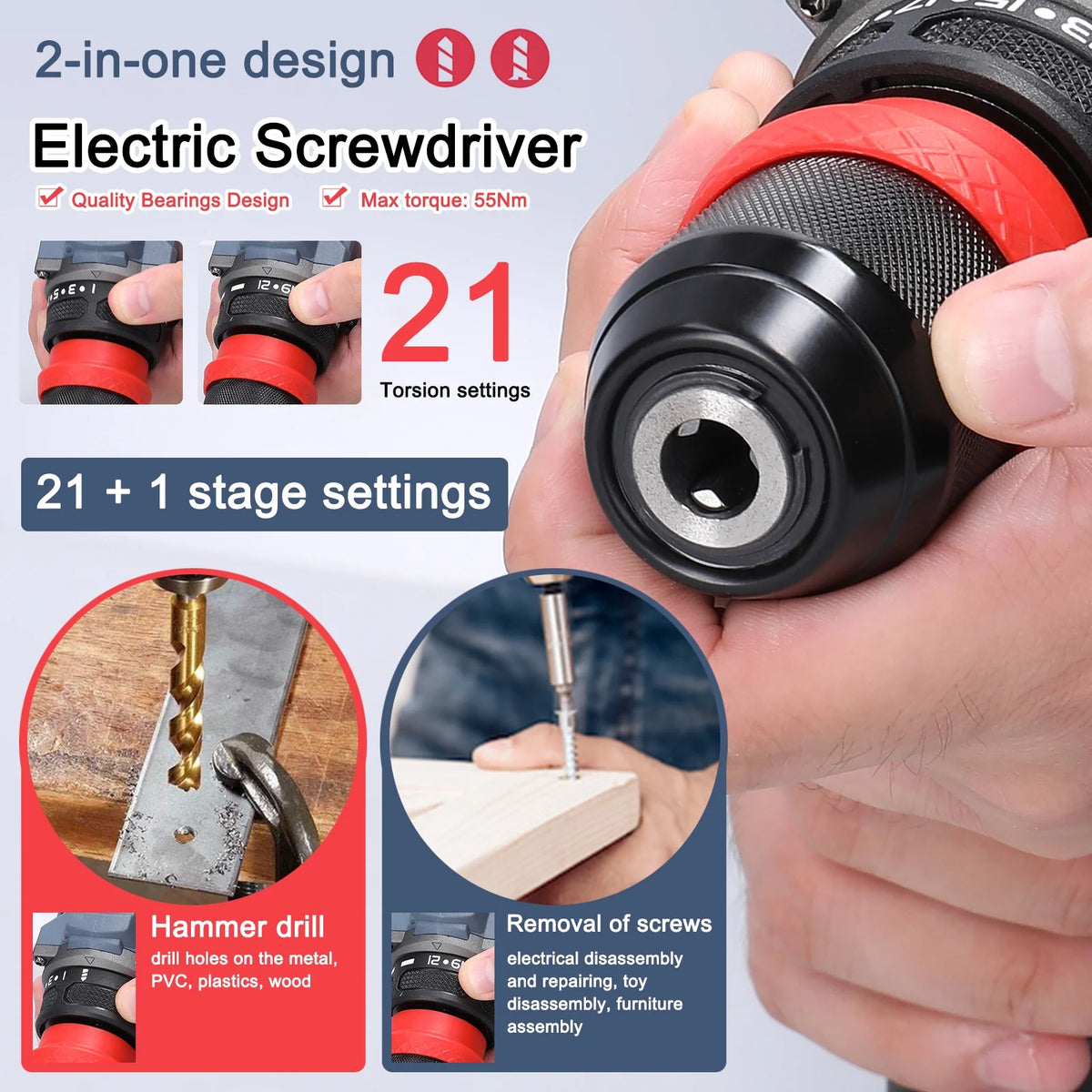 Electric Drill 2in1 Lithium Screwdriver Power Tool R241