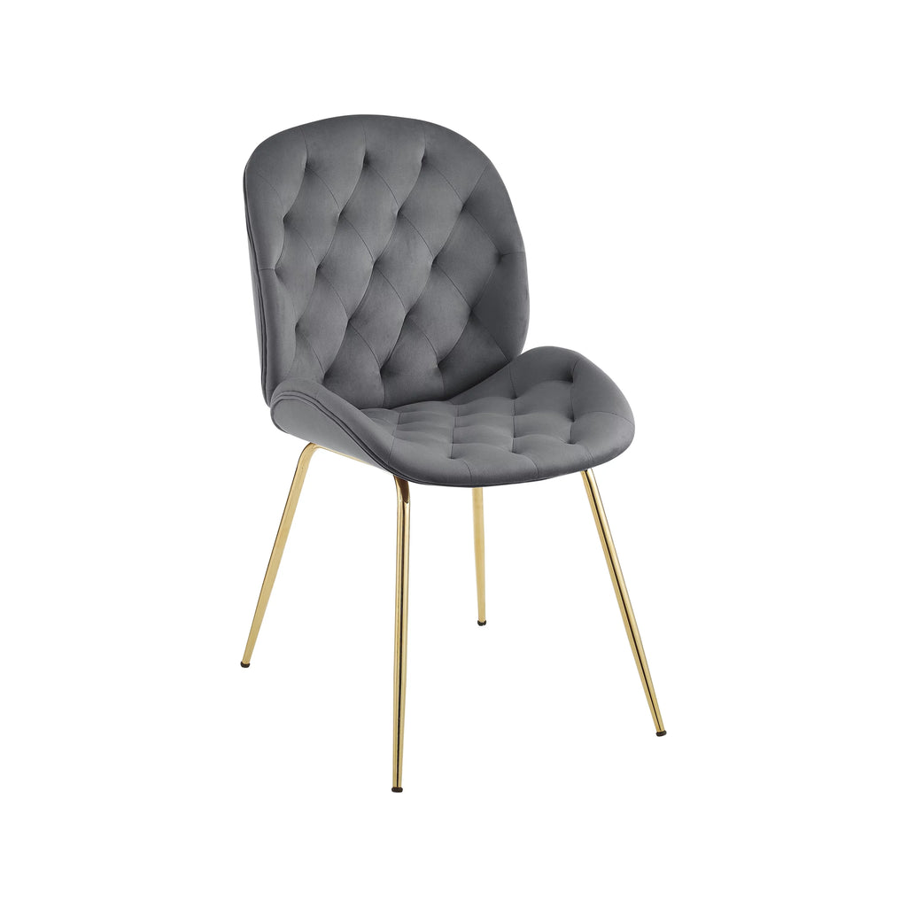 Gray Velvet Tufted Upholstered Dining Chairs P580282