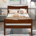 White Twin Size Wood Platform Bed with Headboard and Footboard P3648