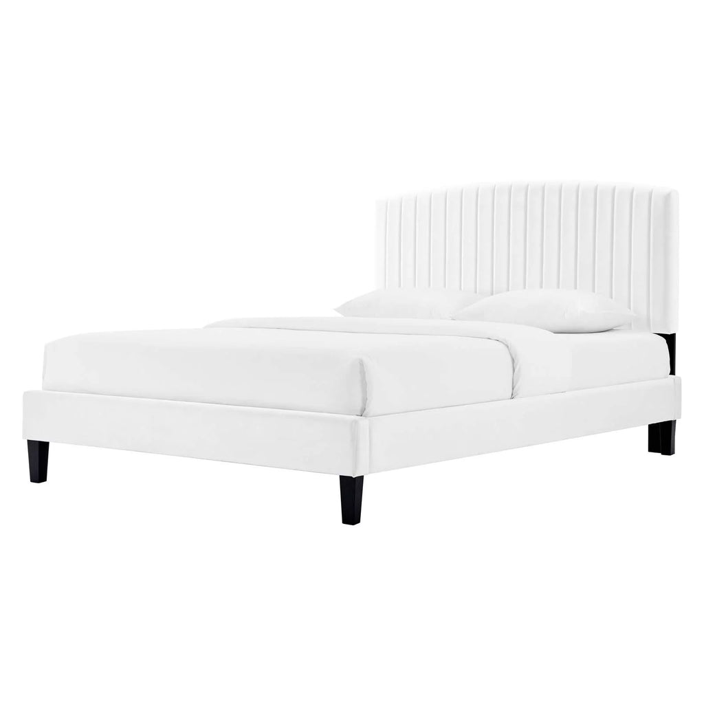 White Twin Size Velvet Platform Bed Frame X237