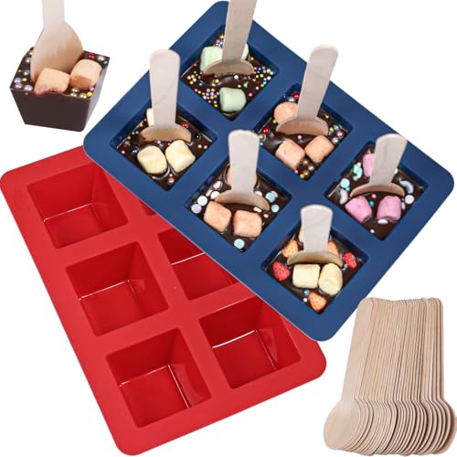Silicone Hot Chocolate Spoon Molds 2-Pack with 30 Wooden Spoons K165336
