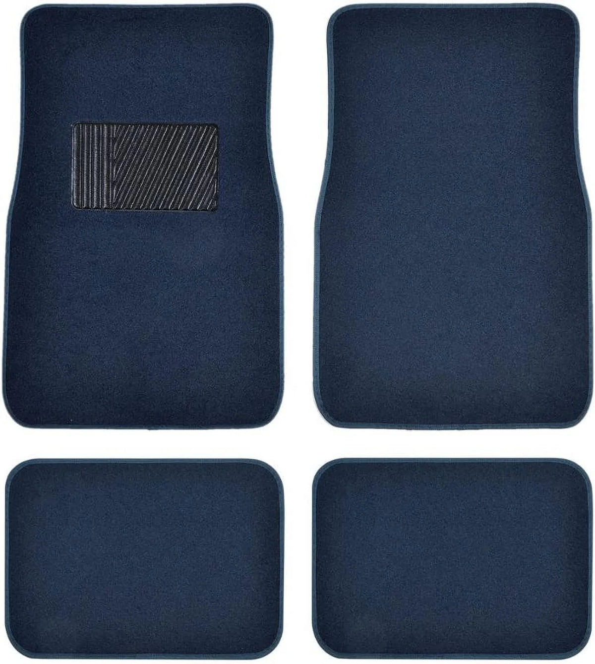 Blue 4PC Set of Carpet Car Floor Mats with Vinyl Heel Pad G97598