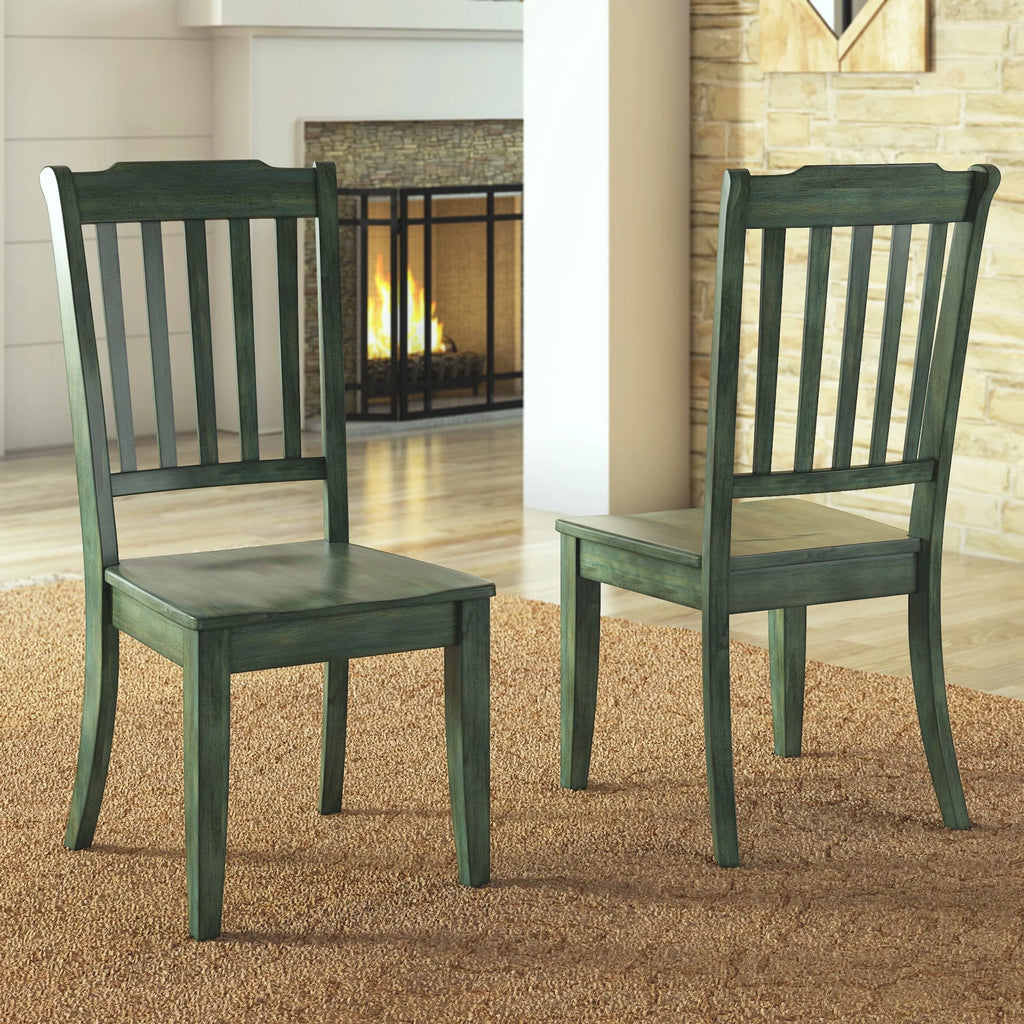 Antique Sage Green Wood Dining Chairs, Set of 2 X9735