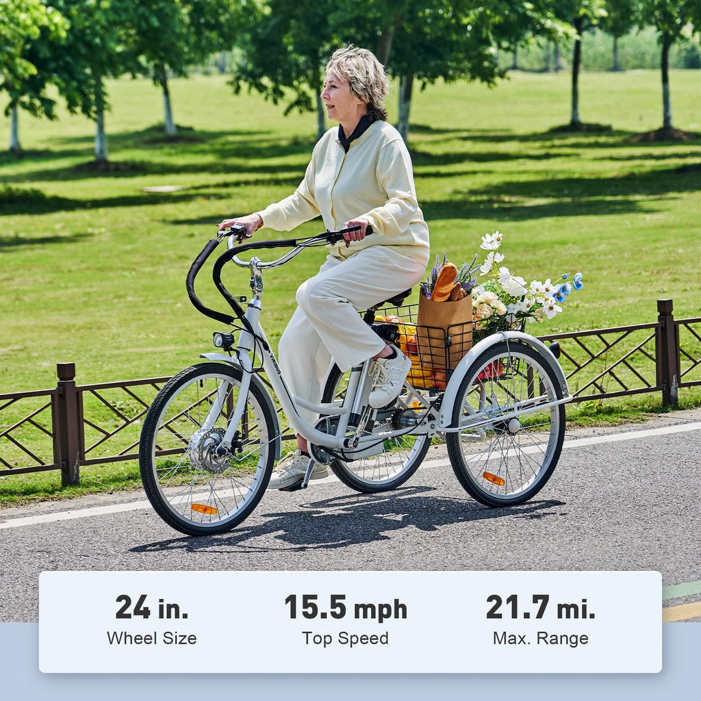 Electric Tricycle 350W Cruiser Tricycle with Basket 36V 10Ah Navy K60400
