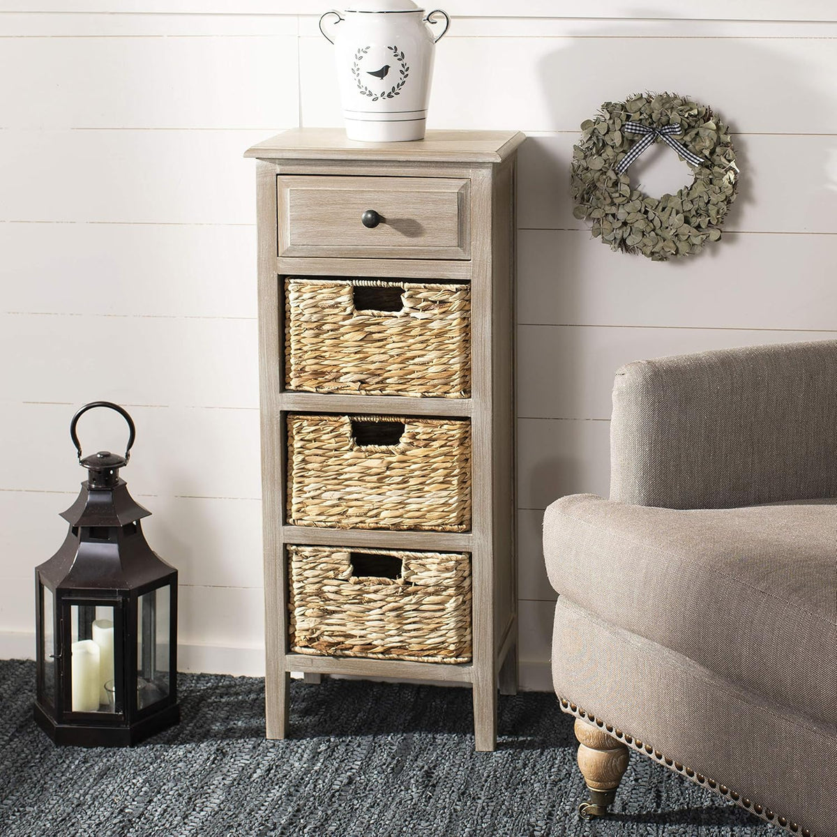 Distressed White Side Table M628802