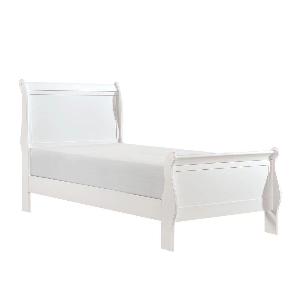 White 1pc Twin Size Sleigh Bed I49141