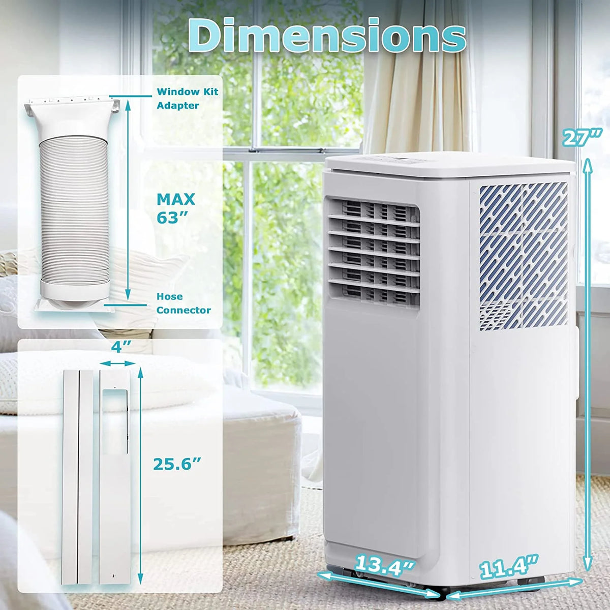 8000 BTU Portable Air Conditioner with Dehumidifier and Fan A84041