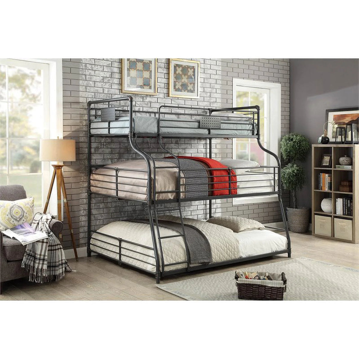 Black Metal Triple Bunk Bed X3142