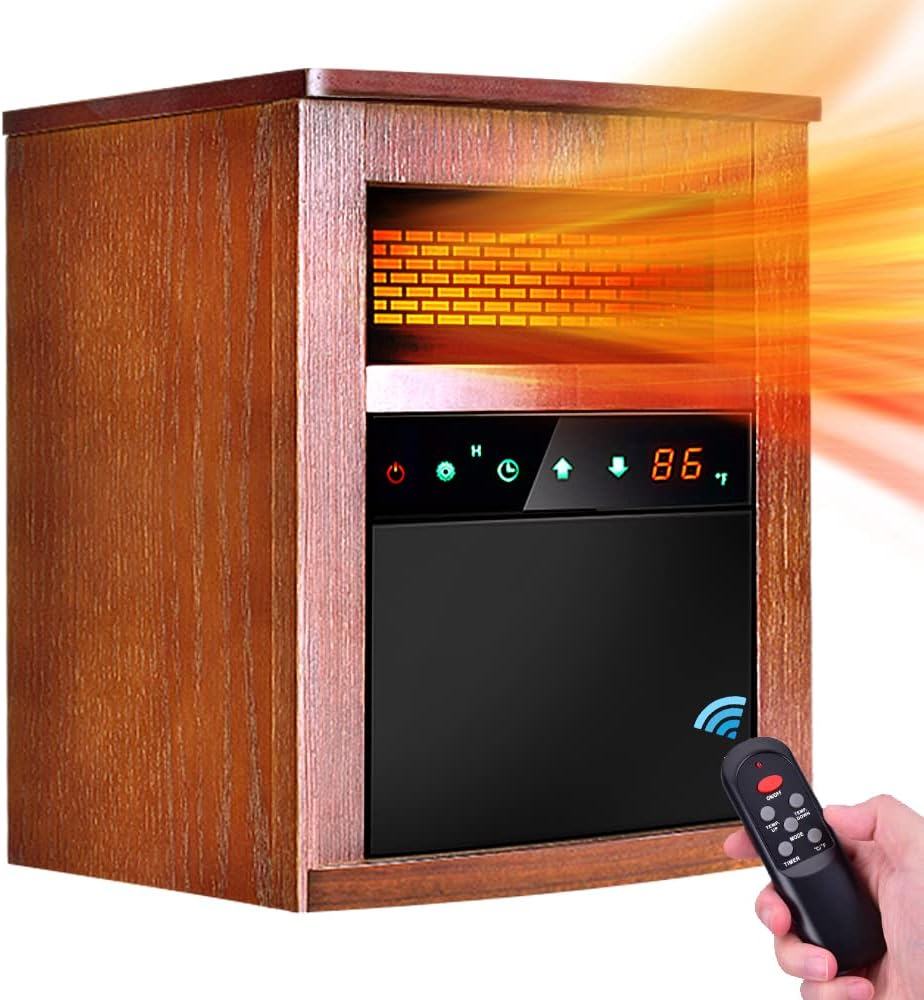 1500W Infrared Space Heater with Remote Control and 12 Hour Timer C924