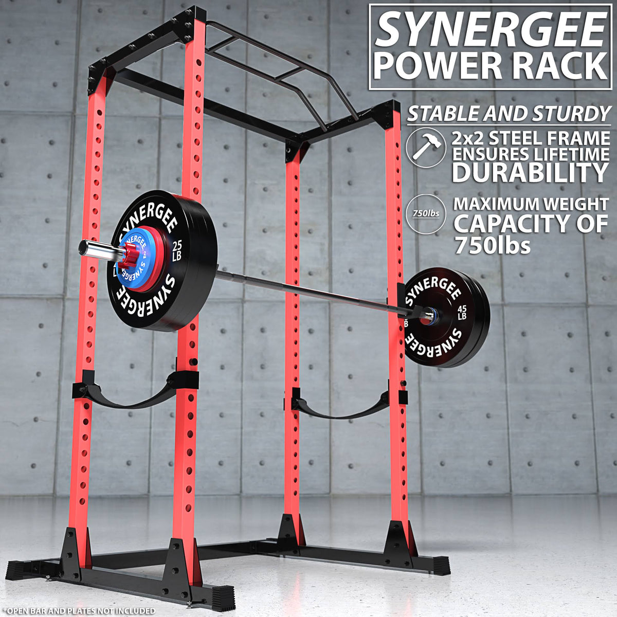 Black Red Steel Squat Cage with Pull Up Bar O343474