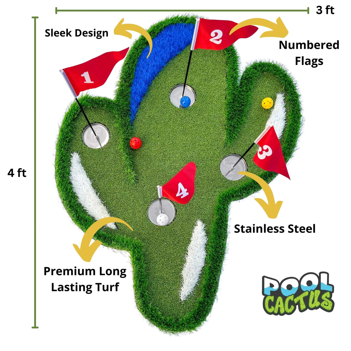 Floating Golf Green with 60 Multi Colored Floating Golf Balls I127918