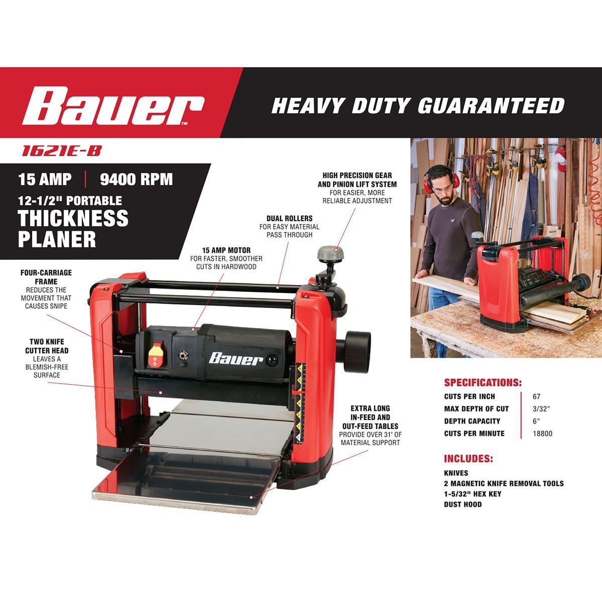 15 Amp 12-1/2 in. Portable Thickness Planer L4861