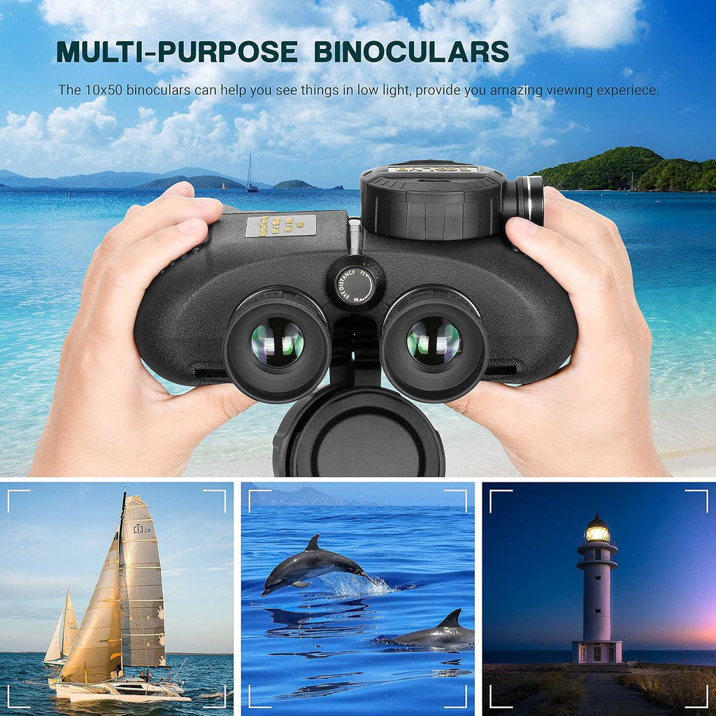 10X50 Waterproof Binoculars with Rangefinder and Compass M638