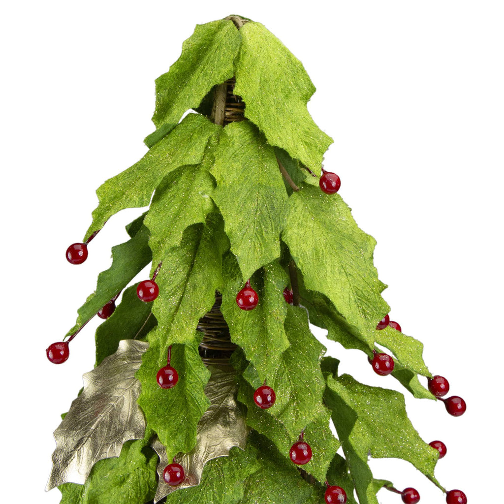 Artificial Red Holly Berry Leaf Christmas Cone Tree Z723863