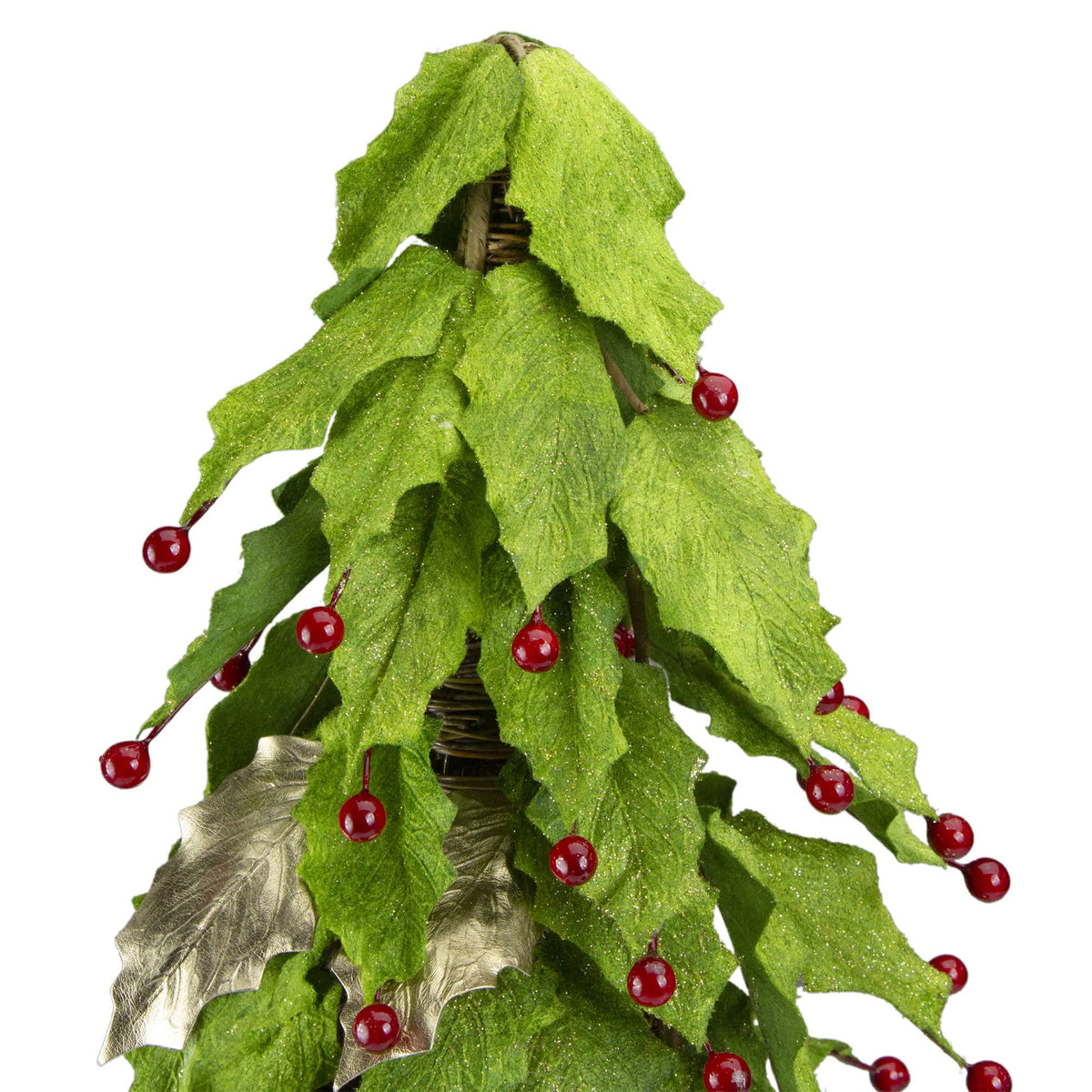 Artificial Red Holly Berry Leaf Christmas Cone Tree Z723863