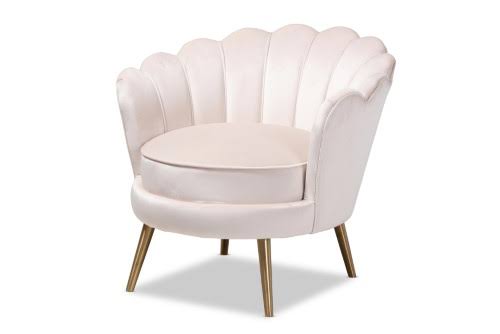 Light Beige Velvet Upholstered Accent Chair D778831