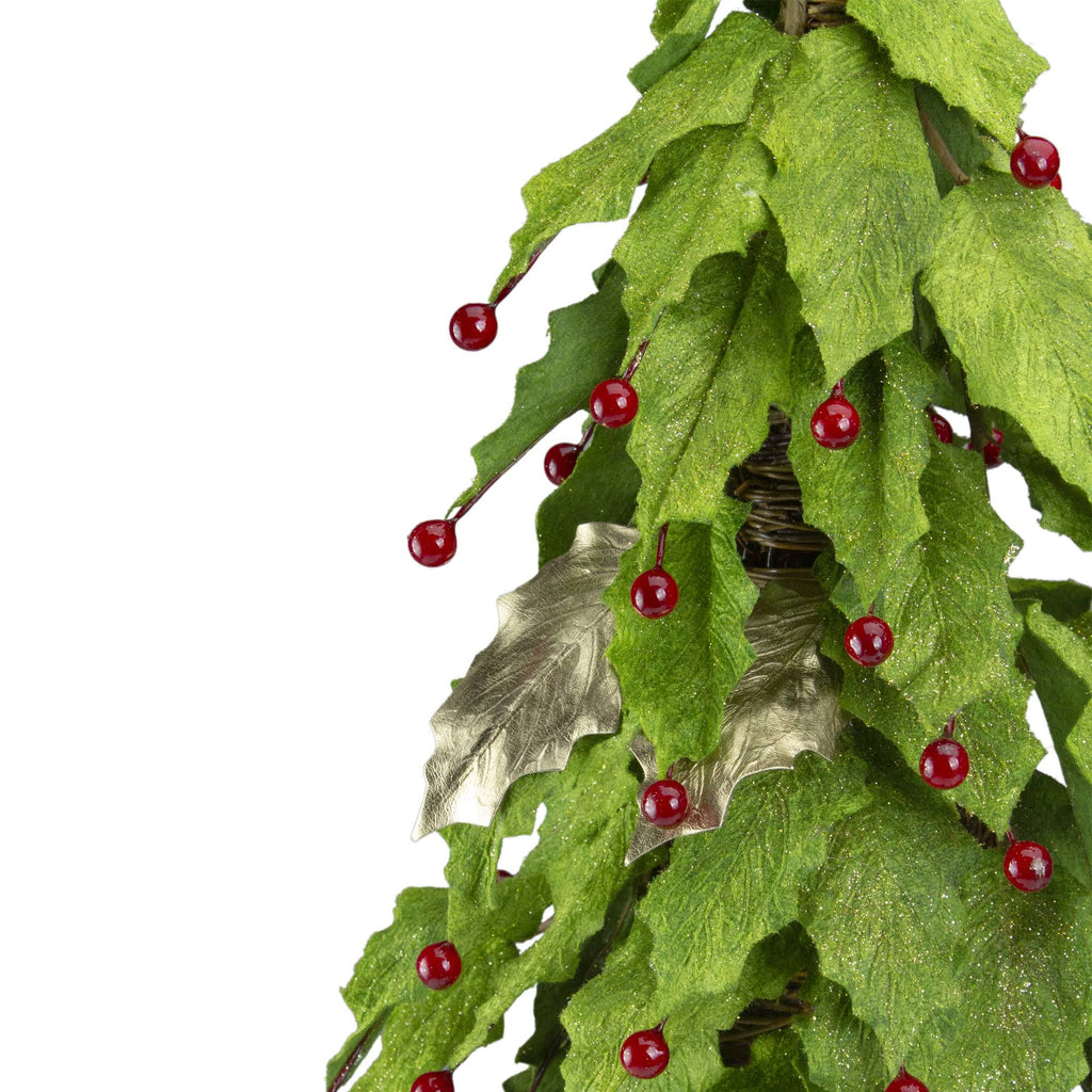 Artificial Red Holly Berry Leaf Christmas Cone Tree Z723863