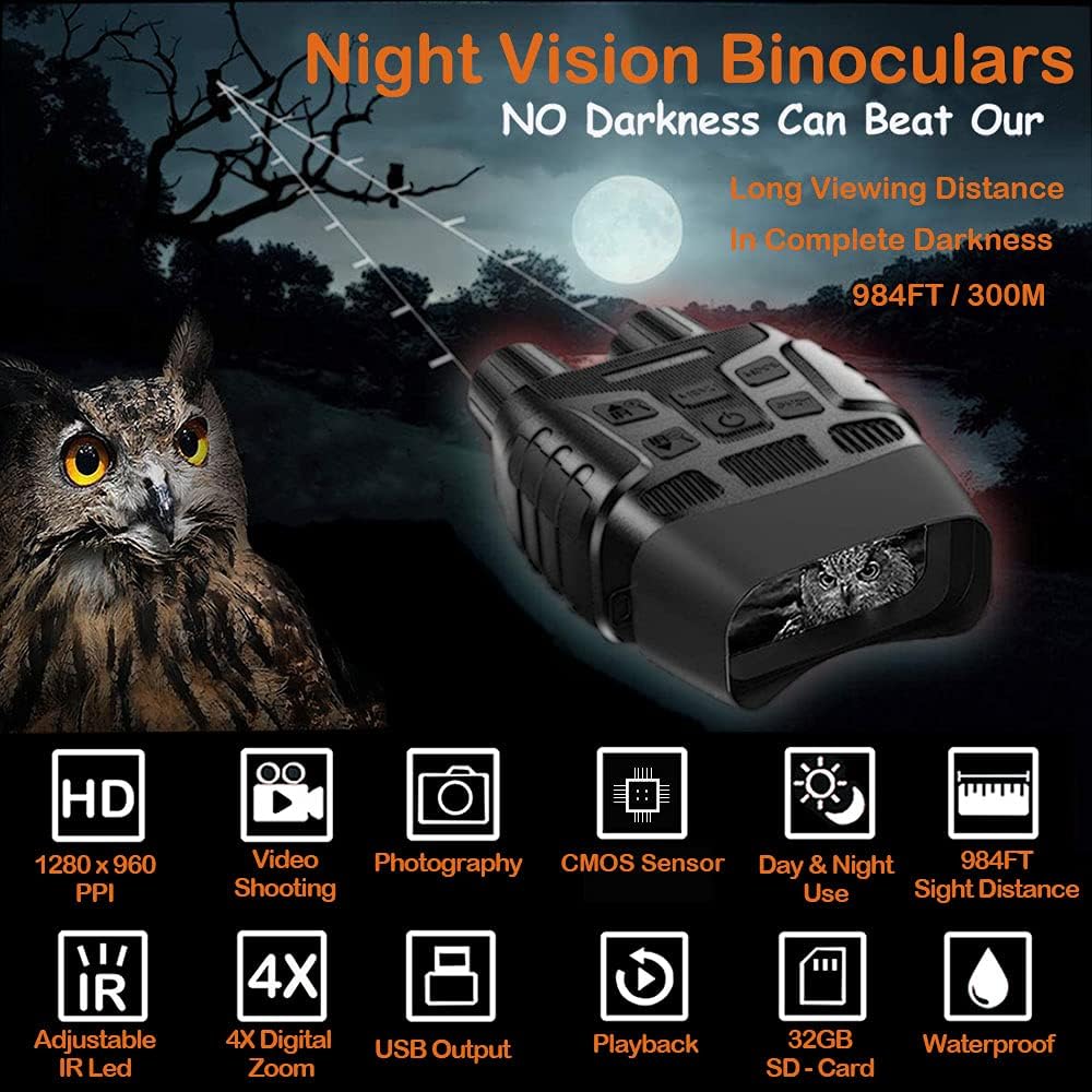 Night Vision Binoculars with 32 GB Memory Card O789875