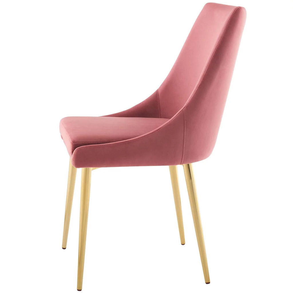 Pink Velvet Fabric Metal Steel Dining Chair R82340