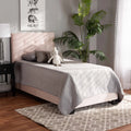 Light Pink Velvet Tufted Panel Bed R33806