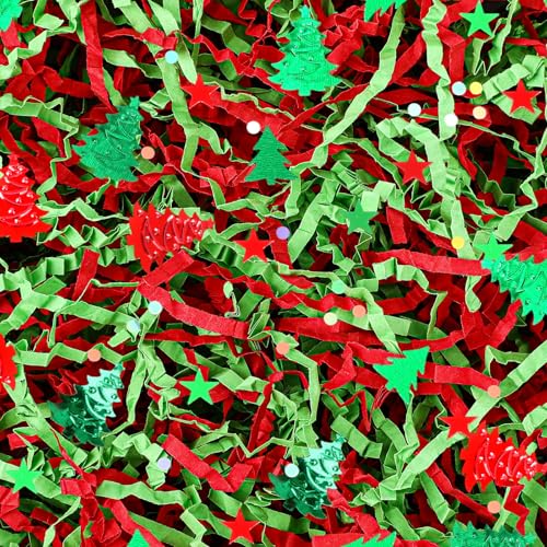 Red Green Crinkle Cut Paper Shred Filler J575064