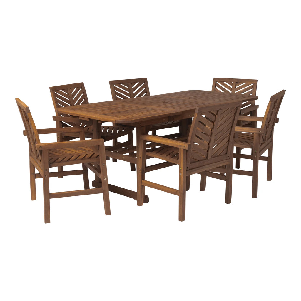 Dark Brown 7-Piece Wood Outdoor Patio Dining Set T890