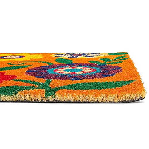 Coir Floral Door Mat 17 x 30 in T709