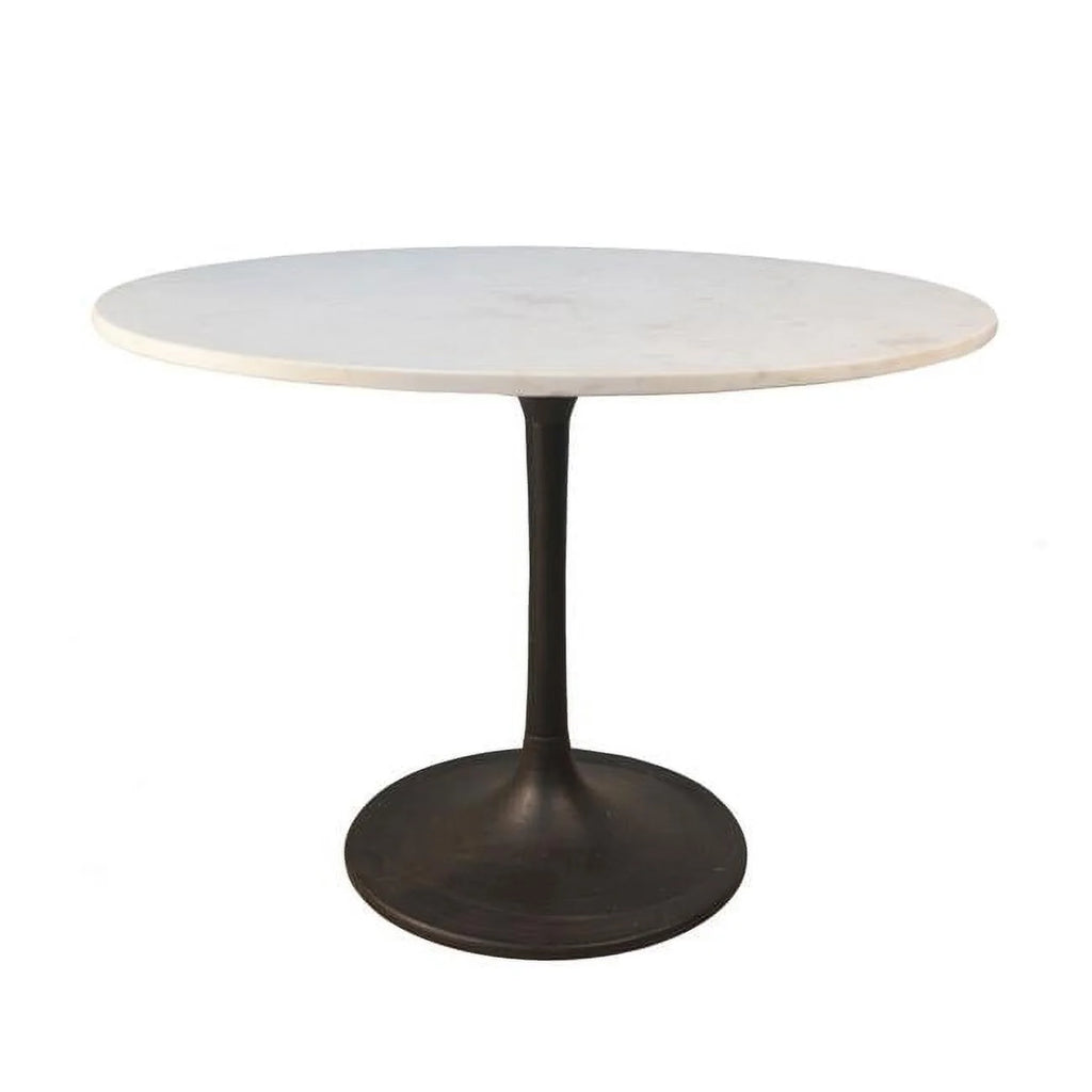 40 Inch Round Marble Top Dining Table with Black Base J4401