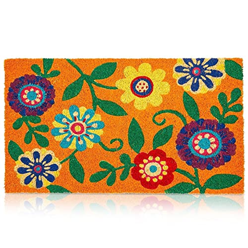 Coir Floral Door Mat 17 x 30 in T709