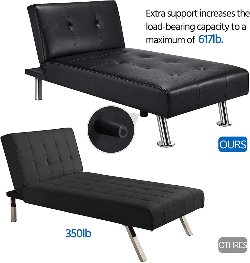 Black Faux Leather Sectional Sofa with Chaise Lounge N166303