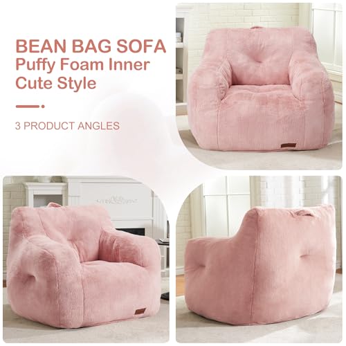 Furry Bean Bag Chair with Arms M286293