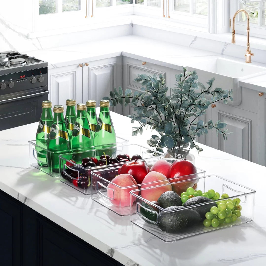 Set of 8 Stackable Plastic Refrigerator Organizer Bins W947
