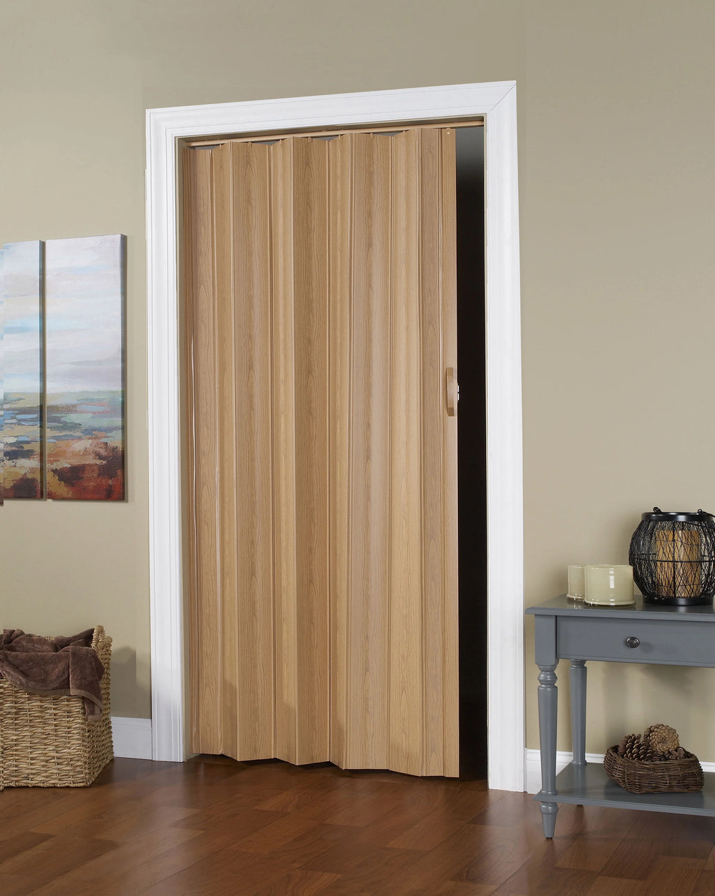 White Vinyl Accordion Folding Door Z1195