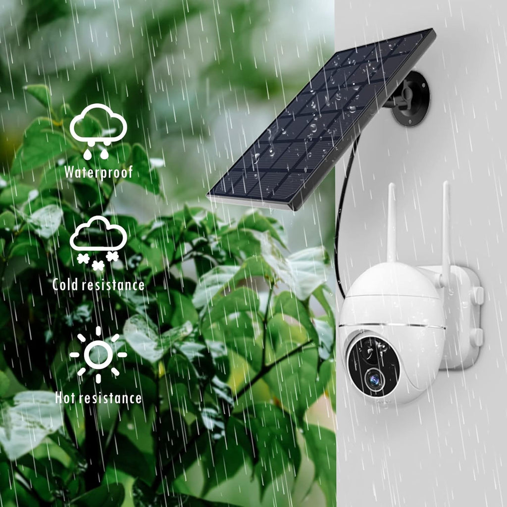 Outdoor Wireless Solar Security Camera, 15000mAh Battery Powered 360° WiFi PTZ Camera with Motion Detection, 2 Way Audio, Night Vision, IP65 Waterproof, SD /Cloud Storage C6555