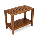 24 Inch Teak Shower Bench with Shelf I662
